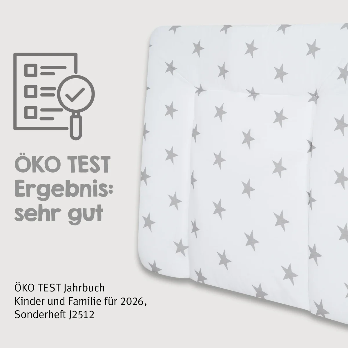 Wickelauflage 'Little Stars' - 85 x 75 cm - PU beschichtet - Weiß / Hellgrau – Bild 5