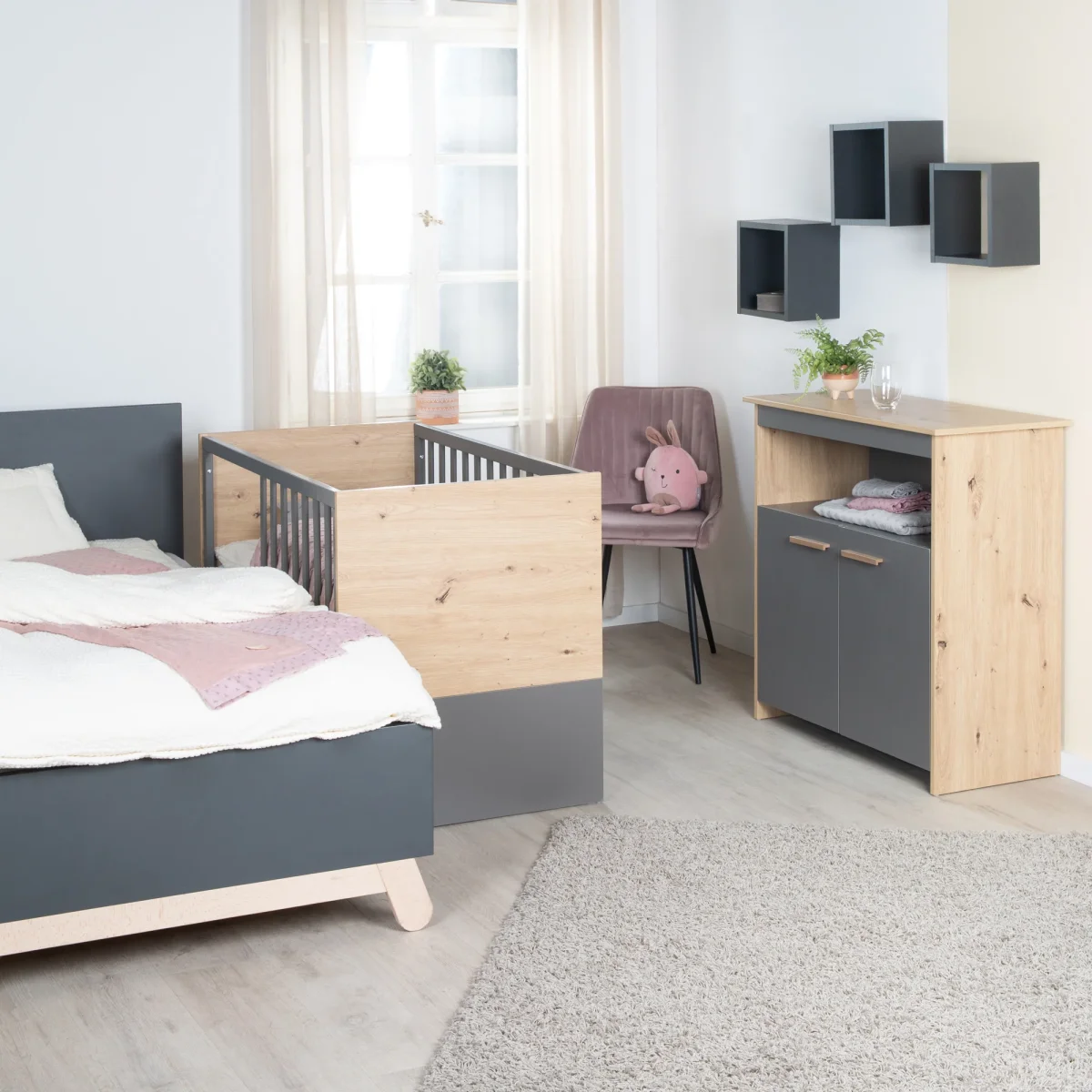 Kinderzimmerset 'Anna' 3-teilig - Anthrazit / Dekor Kent Eiche – Bild 4