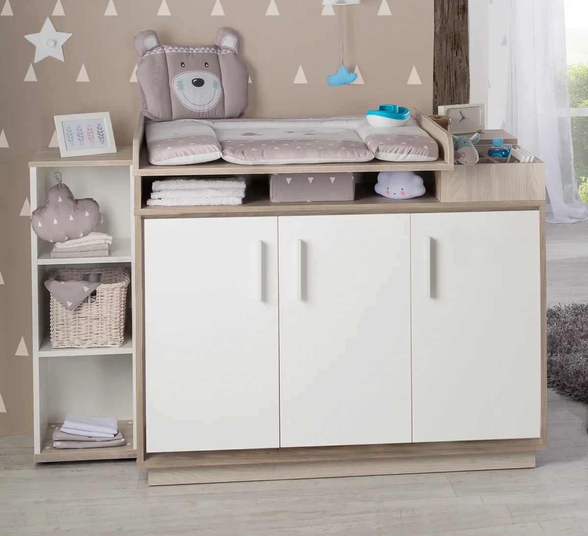 Wickelkommode 'Olaf' mit Wickelansatz, Weiß/Luna Elm, Wickelhöhe 92,5 cm – Bild 7