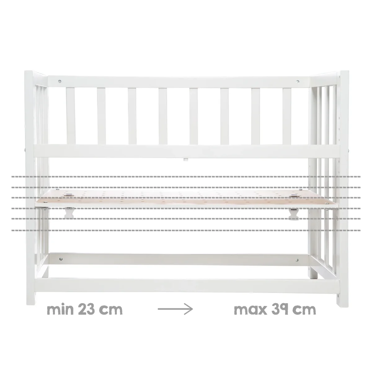 Stuben- & Beistellbett 'Indibär' 4 in 1, Babybett, Wiege & Kinderbank, weiß – Bild 5