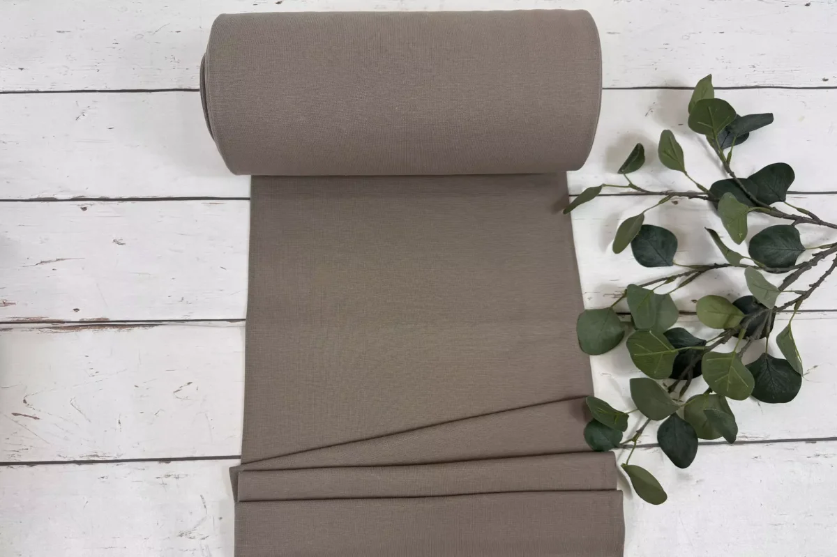 Bündchen Stoff – Uni dunkeltaupe – 35cm Schlauchware Öko-Tex-100 – Bild 2