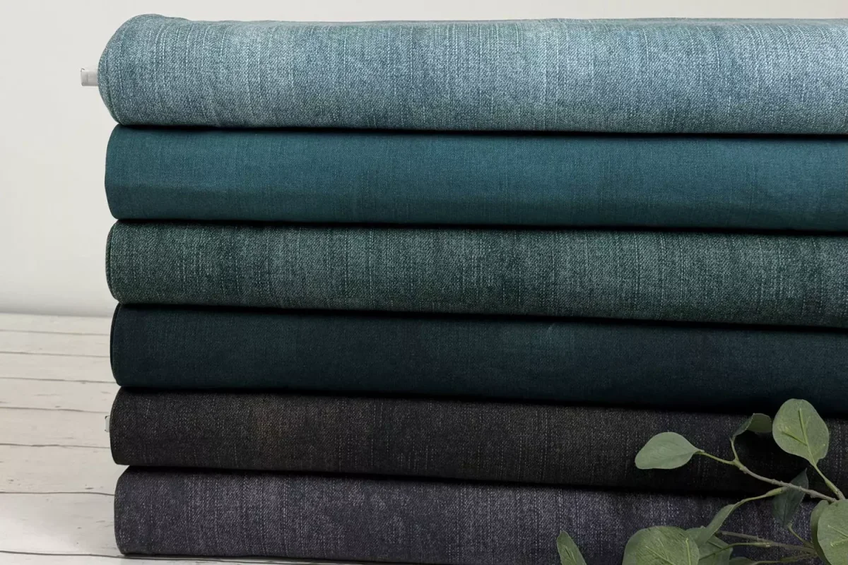 French Terry Stoff – Jeans Optik rauchige aubergine meliert – Öko-Tex 100 – Bild 3