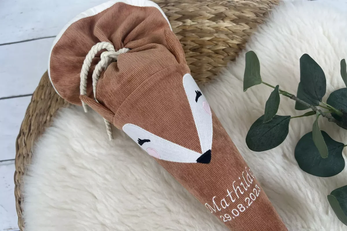 Schultüte aus Stoff mit Namen – Fuchs in rost (70cm, 85cm, 35cm) – Zuckertüte personalisiert, optional mit Kissen – Bild 8