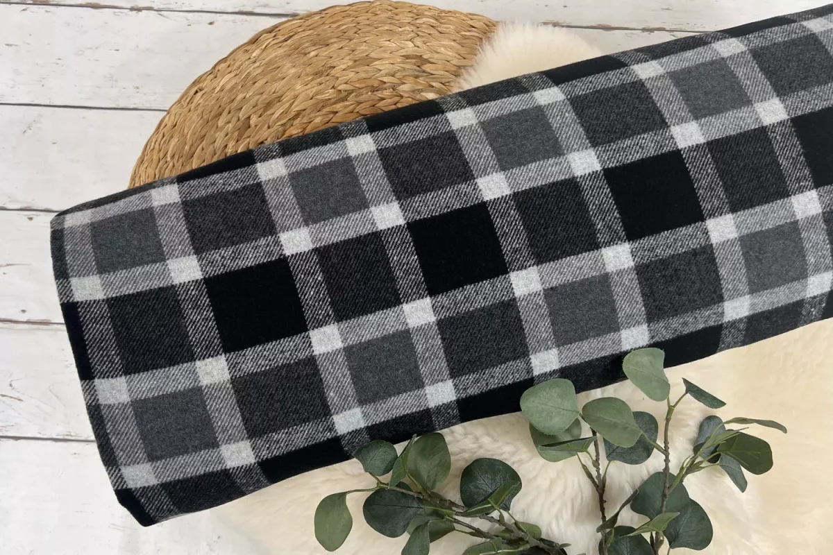 leichter Mantelstoff Karo Stoff – grau – Schottenkaro, Tartan Muster – Bild 3