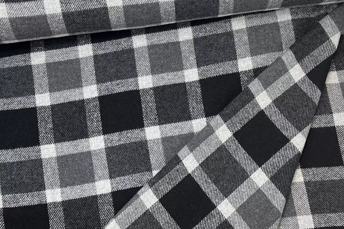leichter Mantelstoff Karo Stoff – grau – Schottenkaro, Tartan Muster – Bild 2
