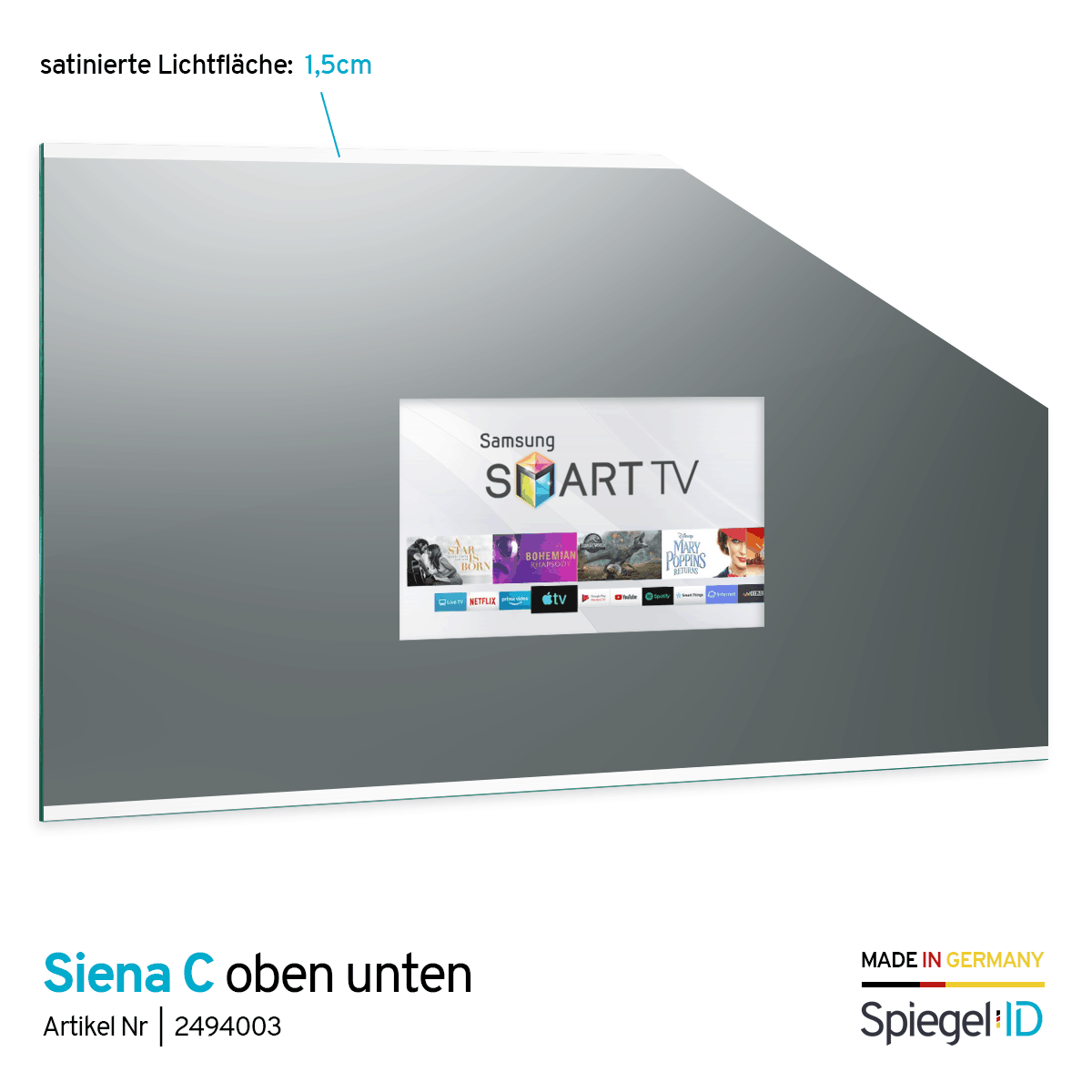 LED TV Spiegel für Dachschräge – Siena C oben unten – Bild 3