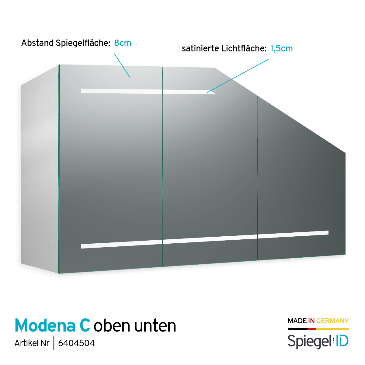 Spiegelschrank für Dachschräge mit Licht – Modena C oben unten – Bild 3