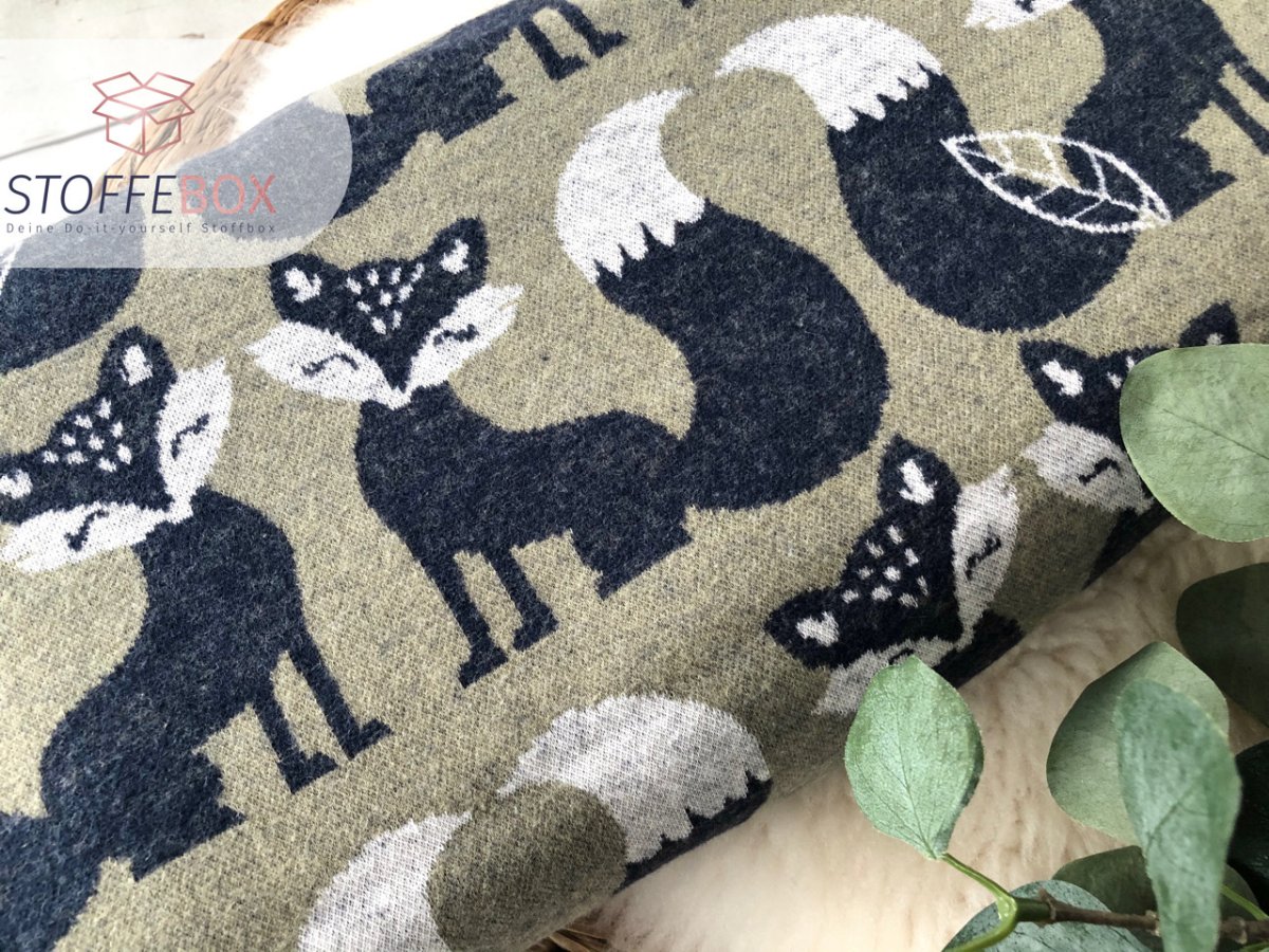 Stoffpaket – Foxy XL – Fuchs (oliv/dunkelblau) – Bild 3
